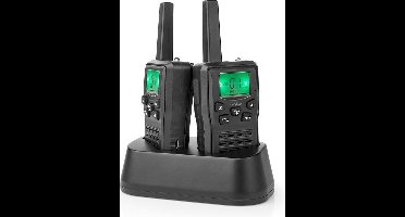 Nedis Walkie Talkie – 2 stuks – 10 km bereik – VOX – Met oplaadstation – Zwart