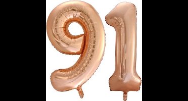 Folieballon nr. 91 Rosé Goud 86cm