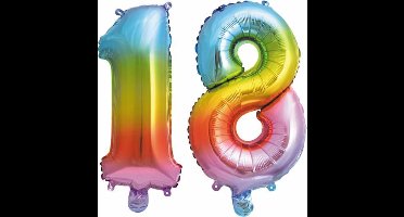 Folieballon nr. 18 Regenboog 86cm