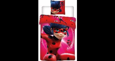 Miraculous Ladybug  - Jump - Dekbedovertrek - Eenpersoons - 140 x 200 cm - Rood