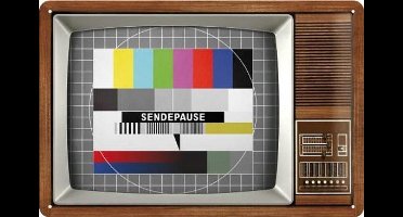 Sendepause.   Metalen wandbord in reliëf 20 x 30 cm.