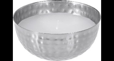 Kaars - in gehamerd mtaal - zilverkleurig houder - woondecoratie - per 2 stuks