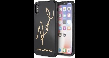 Zwart hoesje van Karl Lagerfeld - Backcover - Double Layer Glitter - iPhone X-Xs - Karl Signature