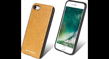 Geel hoesje van Pierre Cardin - Backcover - Stijlvol - Leer - voor iPhone 7-8 - Luxe cover