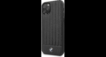Zwart hoesje BMW - Backcover - Stamped Lines - iPhone 11 Pro - Real Leather - BMHCN58POCBK