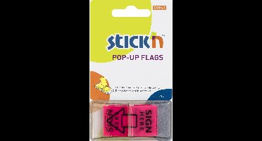 Stick'n Index Tabs - Handtekening Wijzer - 45x25mm - Neon Paars - 50 Sticky Notes