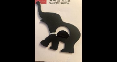 olifanten ophanghaakje zwart 6 cm hoog - 8 cm lang