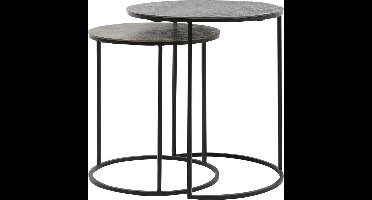 Light & Living Bijzettafel Rengo - Zwart - Ø49+Ø41cm - Industrieel