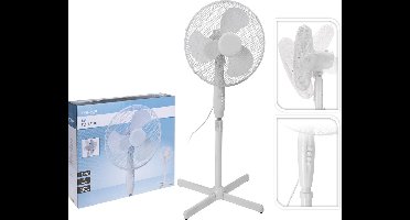 Excellent - Staande ventilator met draaifunctie - 3 snelheden - 40cm diameter - Wit - 45W
