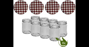 Glazenpotten - glazen potten - inmaak 500 ml met twist-off deksel (Bruin/Wit) 8 stuks