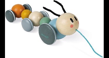 Janod Sweet Cocoon - Houten Trekfiguur Rups - Met Geruisloze Wielen - Geschikt Vanaf 1 Jaar