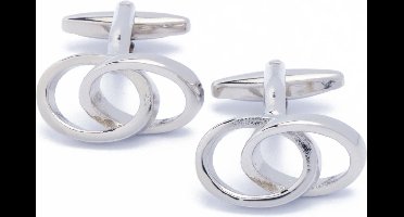Manchetknopen - Twee Zilverkleurige Ringen Bruiloft