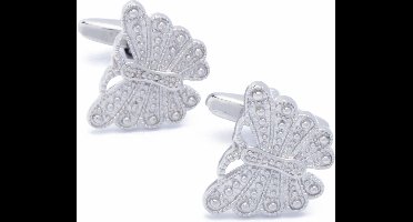 Manchetknopen - Vlinder met Tekening Zilverkleurig