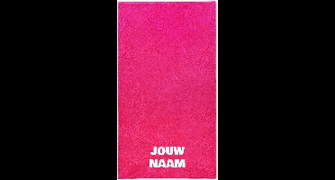 Strandlaken met naam fuchsia roze 100x200cm