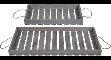 Tom Houten Dienblad 39/60 Cm Grijs 2 Stuks