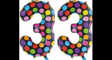 Folieballon 33 jaar stippen 86cm