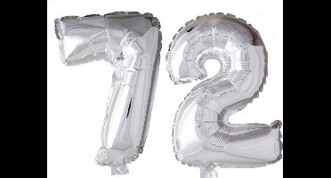 Folieballon 72 jaar zilver 41cm