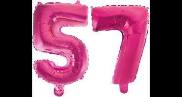 Folieballon 57 jaar roze 41cm