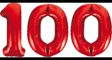 Folieballon 100 jaar rood 86cm