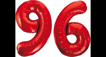 Folieballon 96 jaar rood 86cm