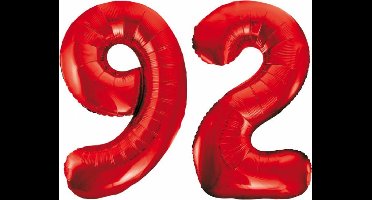 Folieballon 92 jaar rood 86cm