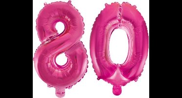 Folieballon 80 jaar roze 86cm