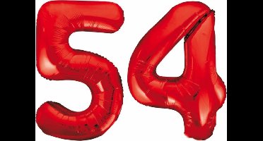Folieballon 54 jaar rood 86cm