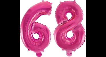 Folieballon 68 jaar roze 41cm