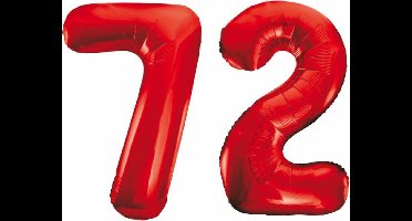 Folieballon 72 jaar rood 86cm