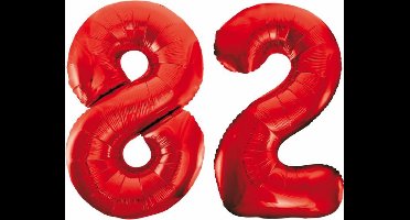 Folieballon 82 jaar rood 86cm