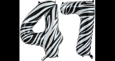 Folieballon 47 jaar zebra 86cm