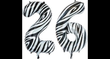 Folieballon 26 jaar zebra 86cm
