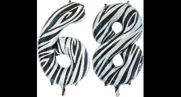 Folieballon 68 jaar zebra 86cm