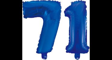 Folieballon 71 jaar blauw 86cm