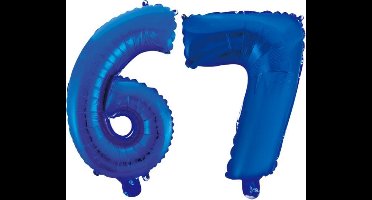 Folieballon 67 jaar blauw 86cm