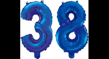 Folieballon 38 jaar blauw 86cm