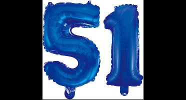 Folieballon 51 jaar blauw 86cm
