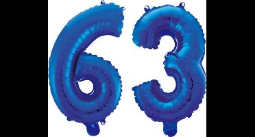 Folieballon 63 jaar blauw 86cm