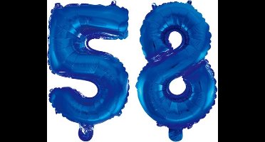 Folieballon 58 jaar blauw 86cm