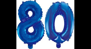 Folieballon 80 jaar blauw 86cm