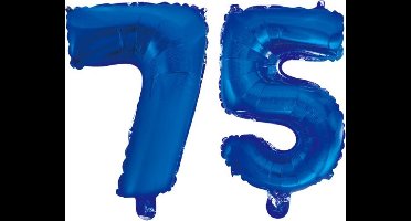 Folieballon 75 jaar blauw 86cm