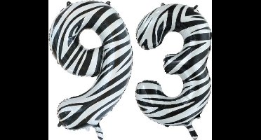 Folieballon 93 jaar zebra 86cm