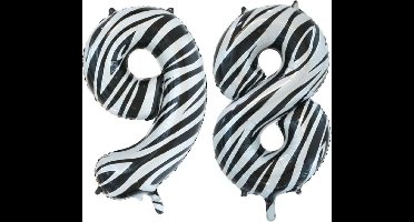 Folieballon 98 jaar zebra 86cm