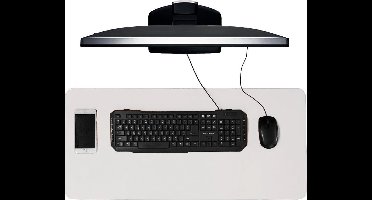 Bureau onderlegger 40x85 cm PU leer Wit - Bureau Organizer