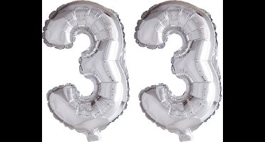 Folieballon 33 jaar zilver 86cm