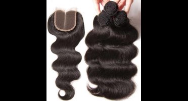 Kit 4 Indian Body Wave Human Hair Bundels 3x 100 gr (50,80cm) 20inch + 1 closure