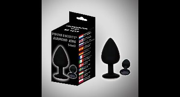 Power escorts - Diamond King  Plug Small - 7,2 x 3,2 cm - Zwart met zwarte steen - BR135S