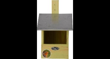 Houten vogelhuisje/nestkastje roodborstjes - Tuindecoratie vogelnest nestkast vogelhuisjes - tuindieren