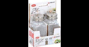 Alpina Zout- En Pepervaatjes Glas/rvs Transparant/zilver 2 Stuks