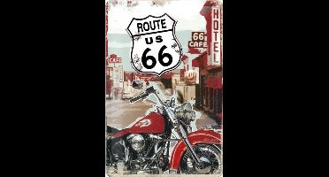 Route 66 Lone Rider Metalen wandbord in reliëf 20x30 cm